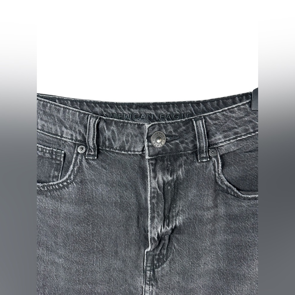 American Eagle High Waisted Ruffle Denim Mini Skirt Black Size 6 Distressed Jean - Picture 5 of 10